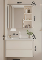 Meuble-lavabo mural YADY moderne à double couche en aluminium laqué, finition imperméable, avec vasque en céramique et miroir LED