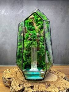 カントリースタイルの禅ガーデンテラリウムキット幾何学的な滝の保存されたモスアートプラントギフト用の植物繊維から作られた植物 - Product Image 3