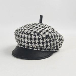 Autumn Winter New Arrival British French Beret Trendy Fashion Women Houndstooth Checkered Beret <b>Hat</b> - Product Image 2