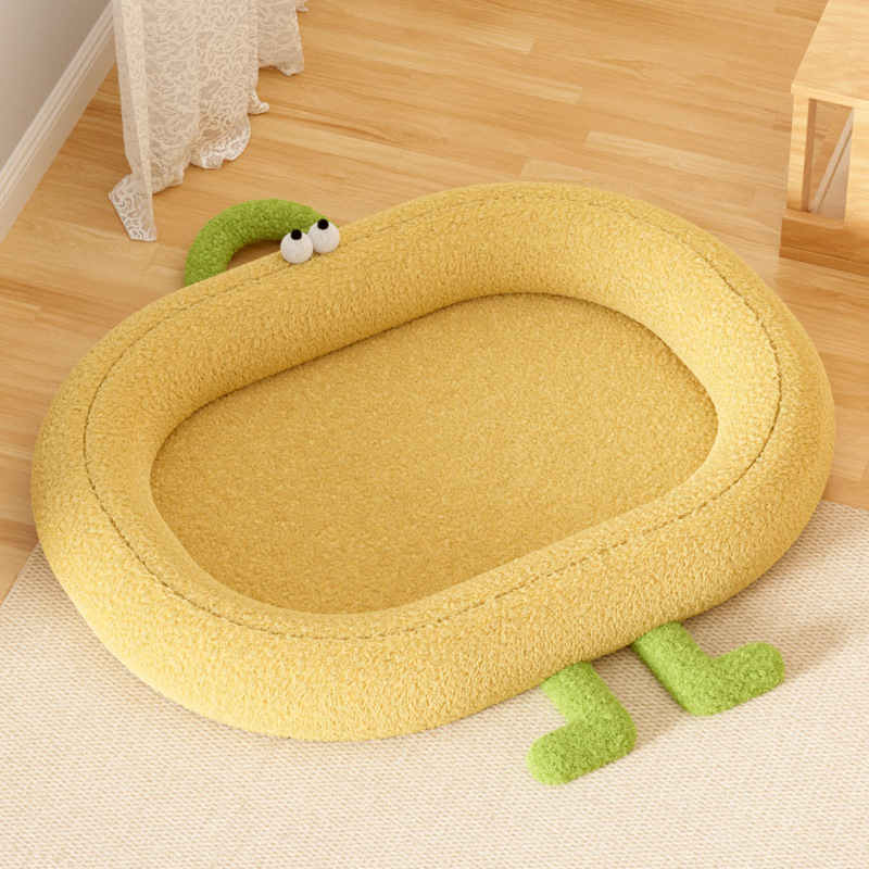 [Jaune] Nid douillet et confortable avec support cervical surélevé pour un sommeil réparateur.