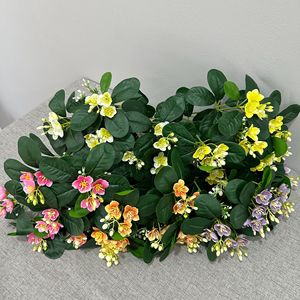 Cesta de Flores Artificiales Meng Jie, Naranja y Amarillo, de Poliéster, Decoración para Escritorio, Suelo y Pared - Product Image 4