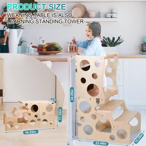 Torre <span class=keywords><strong>de</strong></span> aprendizaje convertible en mesa y silla, taburete <span class=keywords><strong>de</strong></span> madera para niños para encimera <span class=keywords><strong>de</strong></span> <span class=keywords><strong>cocina</strong></span> - Product Image 2