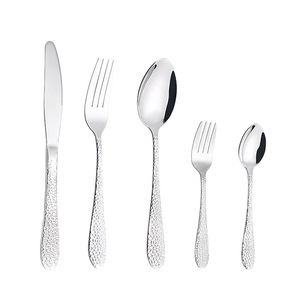 Juego de cubiertos de acero inoxidable con patrón martillado de piel de serpiente, popular, desechable, estilo occidental, incluye cuchillo para carne y tenedor - Product Image 5