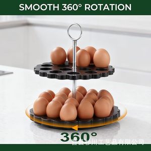 Estante para Huevos de 2 Niveles, Apilable, Negro, para Encimera de Cocina, Conservación de Frescura - Product Image 4