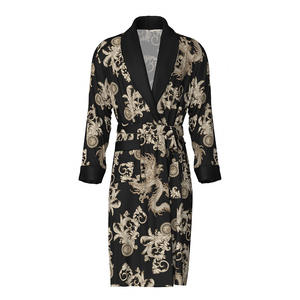 Silk Satin Plus Size Couples <b>Pajamas</b> <b>Set</b> Women's Autumn Three Piece Long Sleeve Men's Robe Loungewear Middle East Festival - Product Image 5