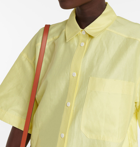 <span class=keywords><strong>Camicia</strong></span> Elegante da Donna in <span class=keywords><strong>Lino</strong></span> e Cotone Oversize, Casual, Personalizzabile, Lavabile, Ecologica, di Alta Qualità, in Giallo - Product Image 2