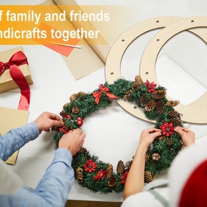 Wholesale <b>Wooden</b> Crafts for Holiday Decorations Wreath Cutouts <b>Slice</b> Frame for Valentine's Day and Easter Dropshipping - Product Image 4