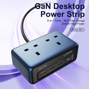 LDNIO SK1 anh tiêu chuẩn nhà điện 2 ổ cắm mở rộng ổ cắm + 1 USB + 2 Loại C Cổng điện Dải điện mở rộng Hội Đồng Quản Trị - Product Image 2