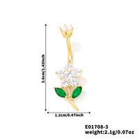Piercing de nombril en laiton avec zircon de qualité 3A, bijou corporel élégant pour mariage et fiançailles