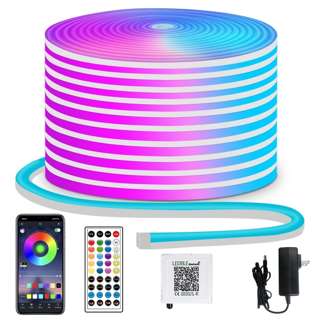 RGB LED Strip Lights with APP & Remote Control Adjustable Color Music Sync for Gaming Room & Bedroom Decor