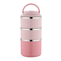 Boîte à lunch isotherme empilable multi-couches 660ml-1460ml en acier inoxydable 304, conteneur alimentaire thermique portable avec poignée, logo personnalisé