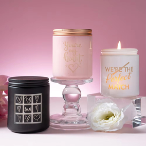 Bougie en verre à la cire de soja, faite à la main, végane, écologique, avec lumière LED intégrée, longue durée, pour la Saint-Valentin et Diwali - Product Image 1