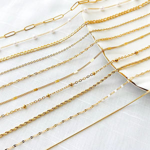 Cadena Cubana, Cadenas de <span class=keywords><strong>Oro</strong></span> de 18 Quilates, Collar de Cadena Cubana, Collar de Perlas de Agua Dulce - Product Image 1