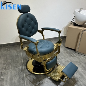 Kisen Luxury Synthetic <b>Leather</b> Modern Vintage <b>Reclining</b> Barber <b>Chair</b> for Barber Shop Salon Furniture Spa - Product Image 2