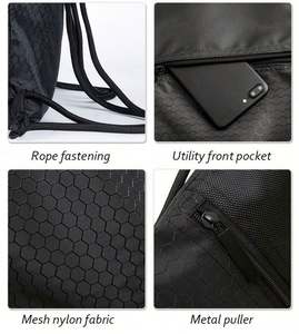 Custom <b>Drawstring</b> Bag Oxford Waterproof Bag Zipper Pocket Light Bagpack Sports Knapsack <b>Drawstring</b> <b>Backpack</b> - Product Image 6