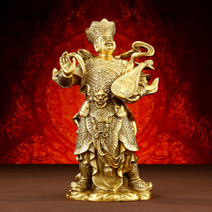 Figura de Latón de los Cuatro Reyes Celestiales, Adorno Hecho a Mano de 8 Pulgadas, Rey Celestial del Norte, Decoración de Año Nuevo Chino - Product Image 1