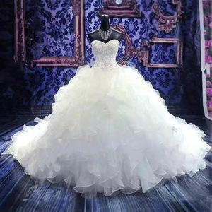 Strapless Ball Gown Wedding Dress White Ivory Tulle Ruffles Princess Tutu Skirt Natural Waistline Plus Size - Product Image 3