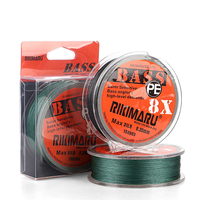 Ligne de pêche tressée Rikimaru BASS 8X 8 brins en PE, super lisse, haute résistance à l'usure, imperméable