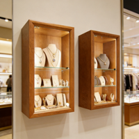 Présentoir à bijoux moderne en bois, vitrine autoportante en verre avec éclairage LED pour boutiques de détail