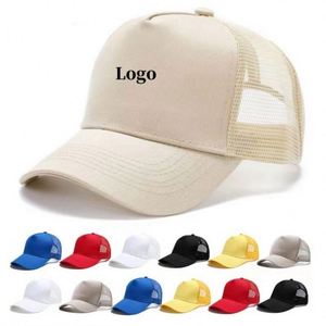 Hot Sale Blank Cotton Back Baseball Cap Adult 5 Panels Solid Color Trucker Caps Mesh Trucker <b>Hat</b> With Custom logo Available - Product Image 1