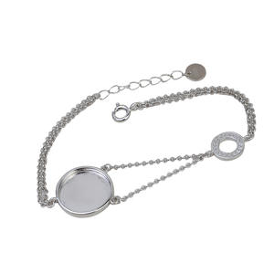 Bracelet en argent S925 Mabei Tire Hair Solid Flat Bottom Stand 13.8-14, accessoires pour bracelets, accessoires pour perles, support vide 2724 - Product Image 4