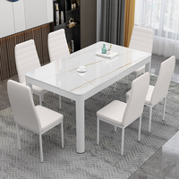 Vente flash - Ensemble de meubles de salle à manger au design moderne personnalisé, table en verre et marbre de luxe avec chaises pour la maison ou le restaurant