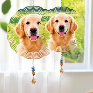 Carillon éolien en acier inoxydable rotatif à 360 degrés en 3D, motif chien Golden Retriever, résistant aux intempéries, décoration de <span class=keywords><strong>jardin</strong></span> Art Déco - Product Image 3