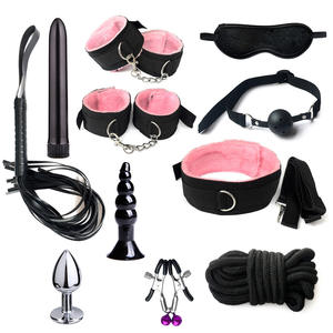 11 Stuks Bondage Set Terughoudendheid Volwassen Spel Handboeien Koppels <span class=keywords><strong>Slave</strong></span> Kraag Mond Gag Zweep Tepel Klemmen Fetish Vrouw Seksspeeltjes Product - Product Image 2