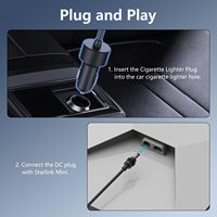 Adaptateur de voiture Starlink Mini 12V 5A à charge rapide avec câble d'alimentation et connecteurs nickelés, cordon d'alimentation CC
