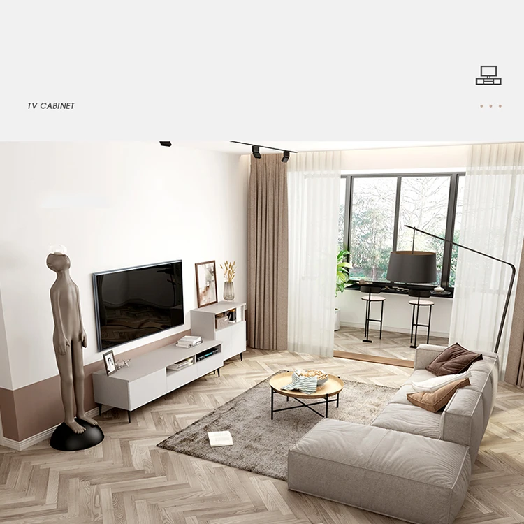 Modern Simple Living Room Designs Furniture Set Wooden TV Cabinets