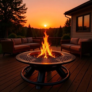 Grand <span class=keywords><strong>brasero</strong></span> extérieur en fer avec plateau élargi, foyer pour bois de chauffage et barbecue, foyer de jardin, poêle à charbon pour réceptions familiales - Product Image 6
