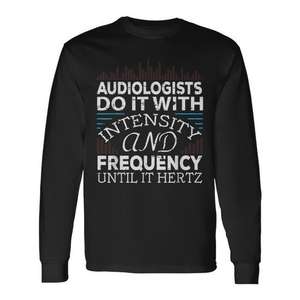T-shirt à manches longues pour audiologistes avec motif fréquence Hertz – Vêtements promotionnels pour médecins audiologistes - Product Image 1