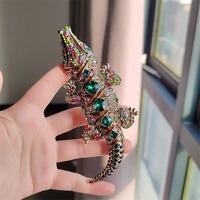 Broche crocodile brillante en cristal Broche crocodile grande taille pour femmes filles Broche classique de mode pour dame Boutique