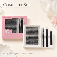 Kit d'extension de cils DIY avec pince à épiler, applicateur de colle et outils, bouquets de cils noirs segmentés effet wispy