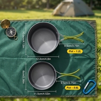 NOUVEAU Ensemble de cuisine de camping en alliage d'aluminium 0,6 L 1,2 L, casseroles écologiques pour réchaud à gaz, pour 1-2 personnes, portable pour pique-nique en extérieur