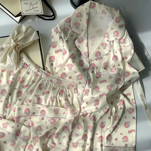 Primavera autunno pigiama in seta di ghiaccio carino con stampa pecora a maniche lunghe con elastico in vita alta vestiti per la casa di fascia alta - Product Image 2