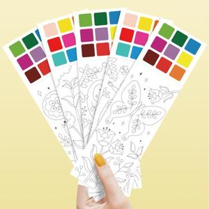 Ensemble <span class=keywords><strong>de</strong></span> blocs <span class=keywords><strong>de</strong></span> coloriage à la gouache pour enfants personnalisés, <span class=keywords><strong>livre</strong></span> <span class=keywords><strong>de</strong></span> peinture à l'aquarelle à thèmes variés avec pigments intégrés, commandes en gros OEM/ODM acceptées - Product Image 3