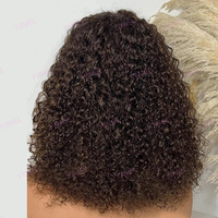 Perruques Courtes Bob Frisées Kinky en Gros Cheveux Humains Dentelle Frontale Perruques Pas Chères HD pour Femmes Noires Coupe Pixie