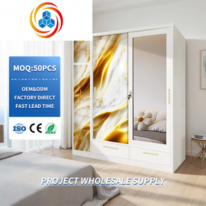 Armario de Acero Personalizado con 3 Puertas Corredizas, Espejo y Cajones, Mueble de Dormitorio, Lemari Pakaian Baja - Product Image 1