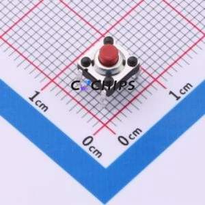 HB1L0502110 Tactile Switch Through hole Component (THT)-4P,6.2x6.2mm Switch Single Pole Single Throw Round Button 2.6N 6.2mm - Product Image 1