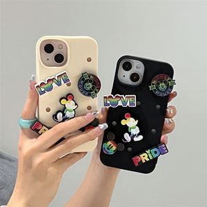 <span class=keywords><strong>Coque</strong></span> de téléphone <span class=keywords><strong>Mickey</strong></span> Mouse colorée en dessin animé à faire soi-même avec trou, adaptée aux coques de téléphone 14pro et 12, <span class=keywords><strong>11</strong></span> en trois dimensions - Product Image 1