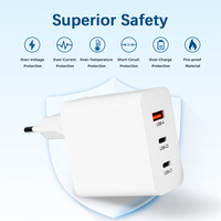 Harga Kompetitif 65W PD QC PPS Tipe-A Tipe-C 3 Port Pengisian Cepat Teknologi GaN Colokan EU Pengisi Daya Ponsel untuk Rumah Kantor