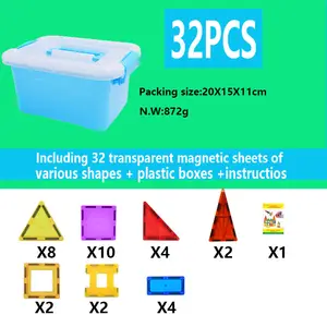 Creatief Educatief Speelgoed 32 Stuks Abs Plastic Magnetische Bouwsteen Tegels Speelgoed Set Met Letters Kaart