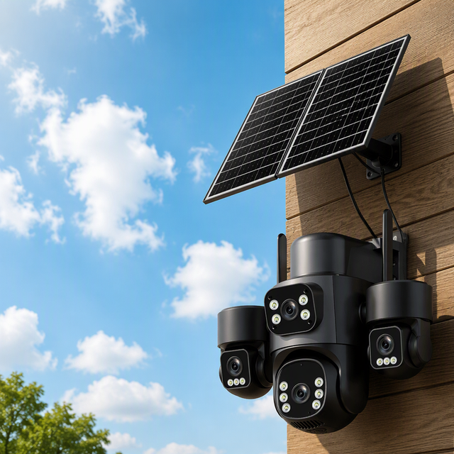 Wireless Security Camera Outdoor 4G GSM SIM Card WiFi Solar Energy Tracking Night Vision Full Color Battery SD Card Storage