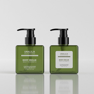 Chai nhựa PETG hình khối 270ml 9oz màu xanh lá cây có vòi bơm dùng cho kem dưỡng thể, sữa dưỡng da, serum dưỡng da, bao bì mỹ phẩm tùy chỉnh - Product Image 2