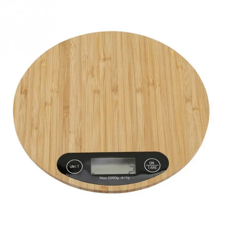 Balance de cuisine LED électronique numérique en bambou 5kg/1g balance de poids de cuisson respectueuse de l'environnement