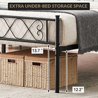 Cadre de lit double en métal noir avec tête de lit et pieds en fer, robuste, avec rangement, sans matelas, 1,5m 1,8m 2m, cadre de lit double pour la maison T07