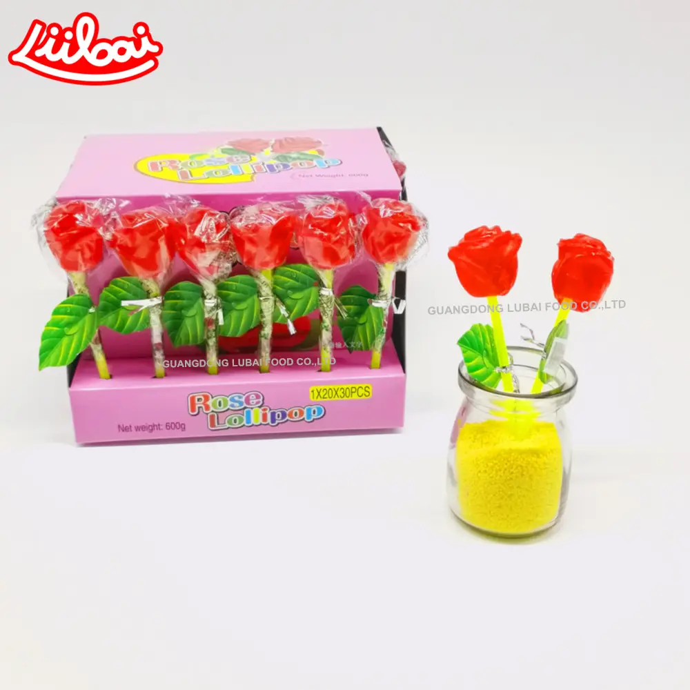 Fashion Wedding Candy Romantic Rose Lollipop in strawberry flavor