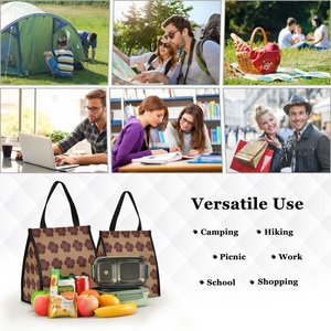 Simple Style Hawaii Portable Lunch Insulated Bag Brown Hau Flower Custom Print Reusable Insulated Tote Lunch Bag with Logo - Product Image 6