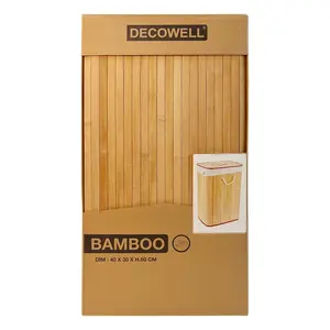 Cesto portabiancheria in bambù per vestiti sporchi con coperchio e maniglie